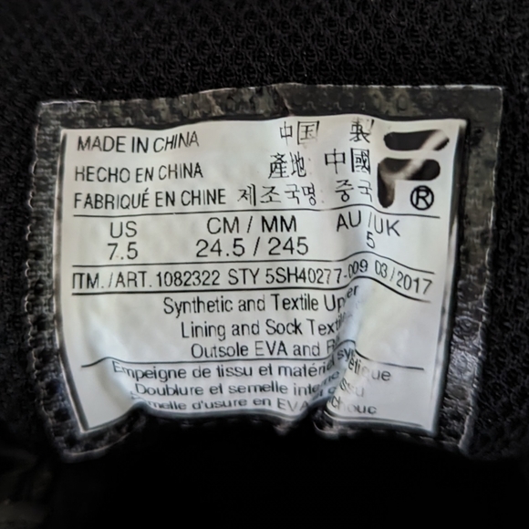 Fila Switchback 2 sneakers black waterproof women's size 7.5 - Picture 9 of 9